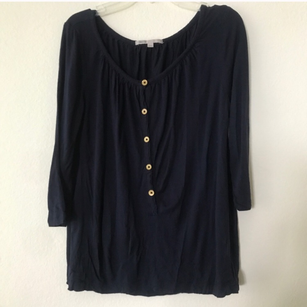 GAP SMALL NAVY BLUE GOLD BUTTONED BLOUSE TOP